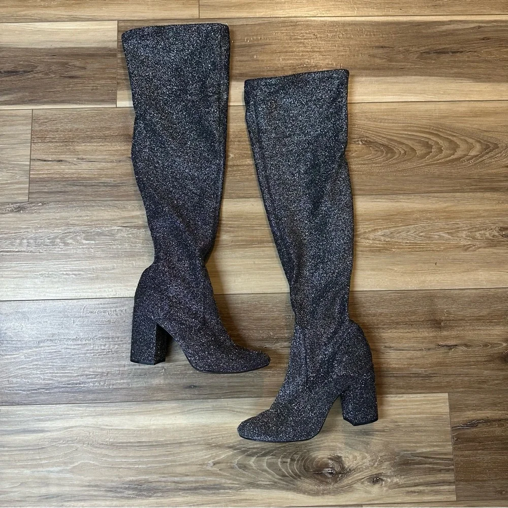 Kenneth Cole Glitter Silver Carah Boots